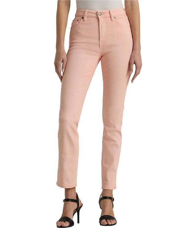 Lauren Ralph Lauren Coated High Rise Straight Leg Ankle Jeans Product Image