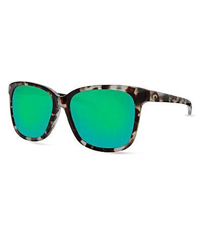 Costa May Polarized Square Sunglasses - Shiny Tiger Cowrie Green Mirror Product Image