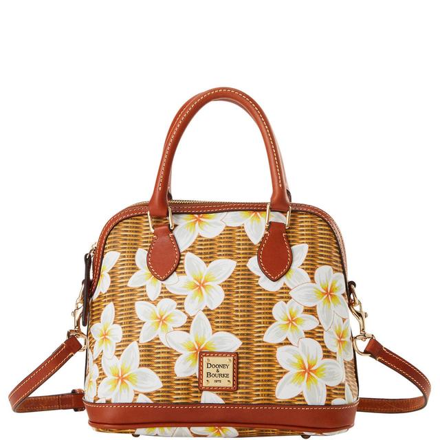 Dooney & Bourke Womens Plumeria Coated Cotton Satchel Bag in White Product Image