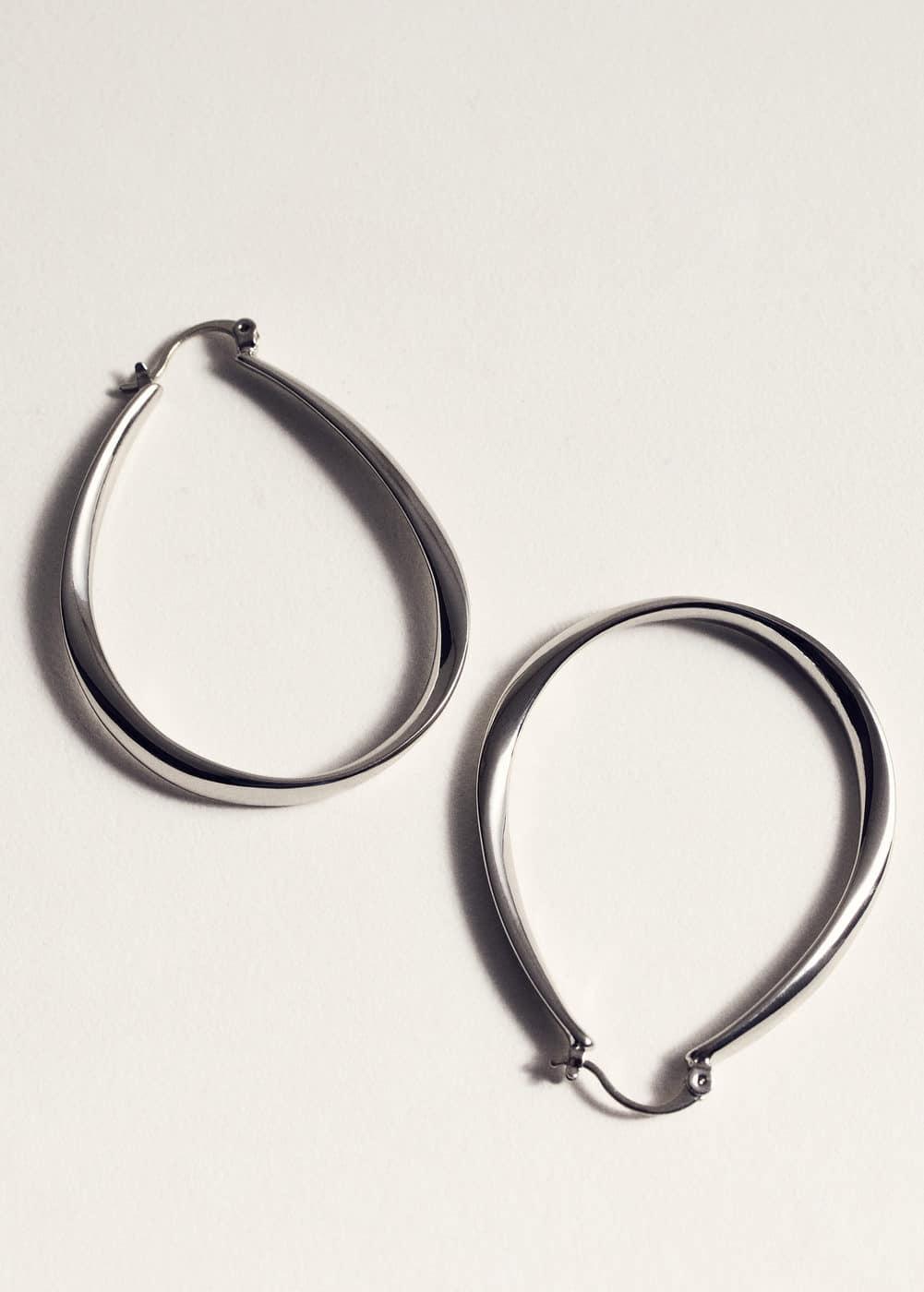 MANGO - Oval hoop earrings - One size - Women Product Image