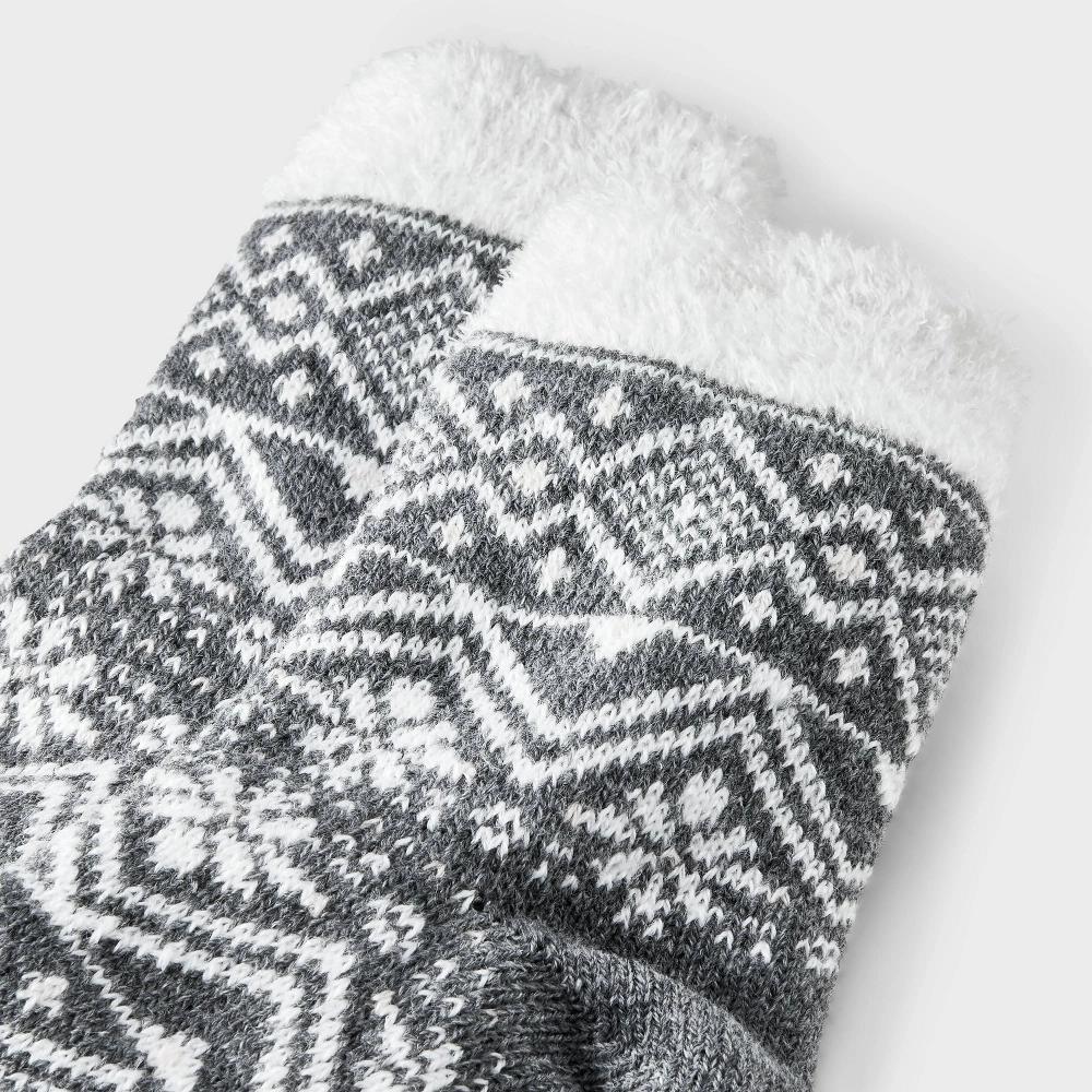 Women's Mixed Geo Double Lined Cozy Ankle Socks - Auden™ Charcoal Heather 4-10 Product Image