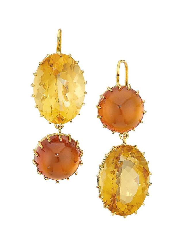 Womens 18K Yellow Gold & Citrine Drop Earrings Product Image