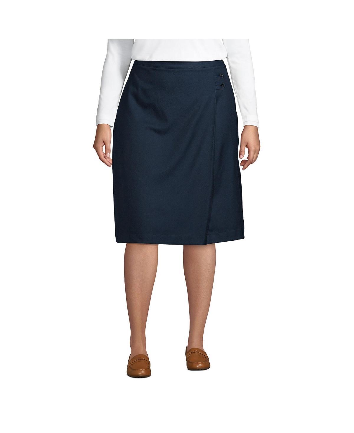 Womens Lands End Solid Below the Knee A-line Skirt Product Image