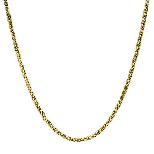 Mens Stainless Steel 3.4 mm Round Wheat Chain Necklace Gold Tone Product Image