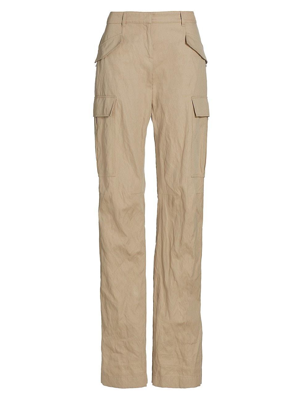 Womens Cotton-Blend Slim-Fit Cargo Trousers Product Image