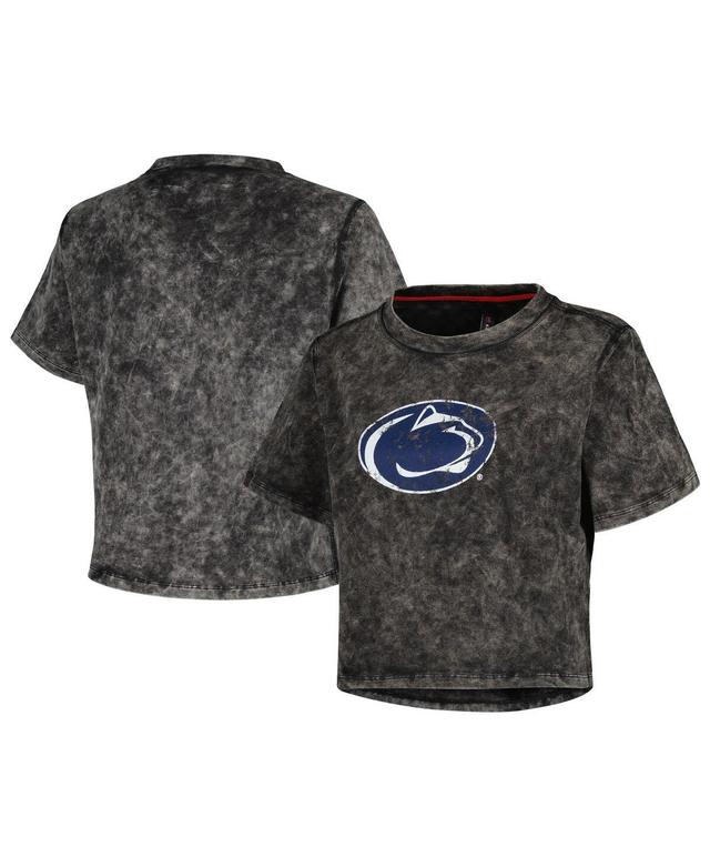 Womens Black Penn State Nittany Lions Vintage-Like Wash Milky Silk Cropped T-shirt Product Image