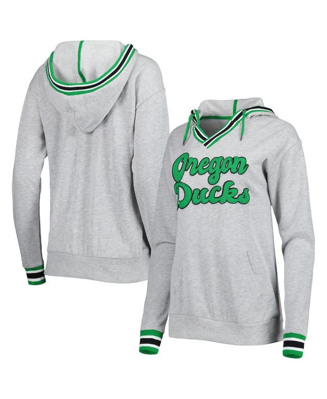 Womens Colosseum Heathered Gray Oregon Ducks Andy V-Neck Pullover Hoodie Product Image