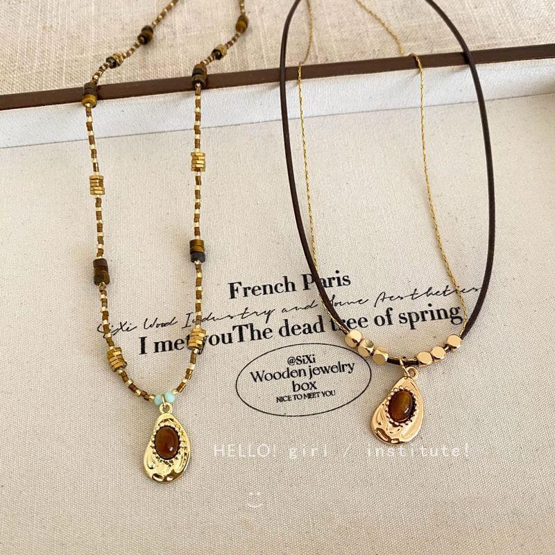 Gemstone Teardrop Necklace Product Image