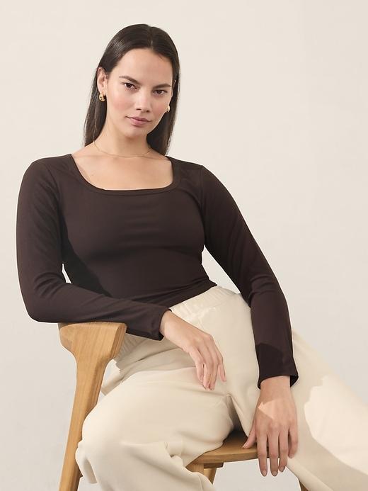 Signature Rib Square Neck Top Product Image