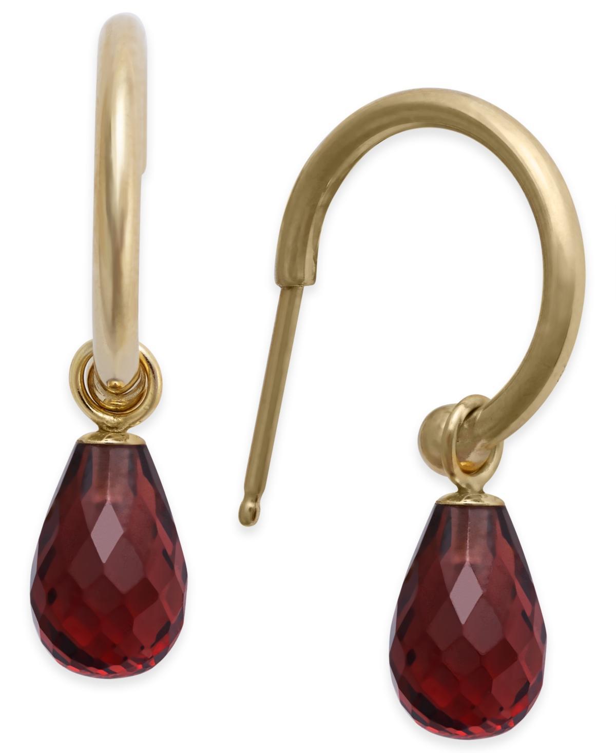 Bloomingdales Peridot Briolette Dangle Mini Hoop Earrings in 14K Yellow Gold - 100% Exclusive Product Image