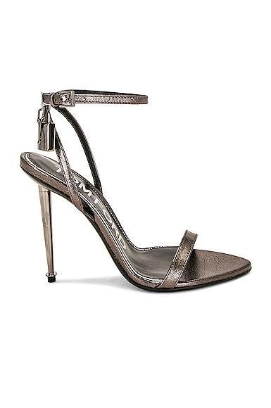 TOM FORD Padlock Pointy Naked 105 Sandal in Metallic Silver Product Image