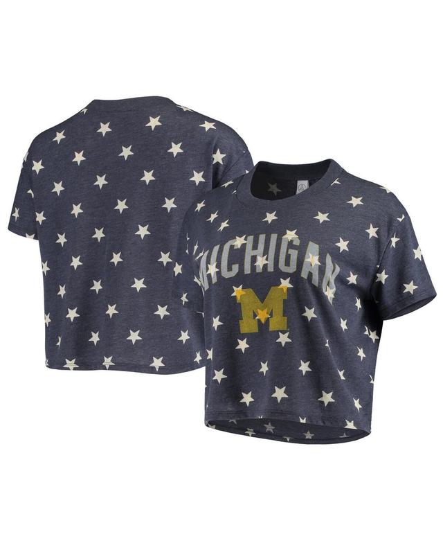 Womens Alternative Apparel Navy Michigan Wolverines Headliner Stars Cropped Tri-Blend T-shirt Product Image