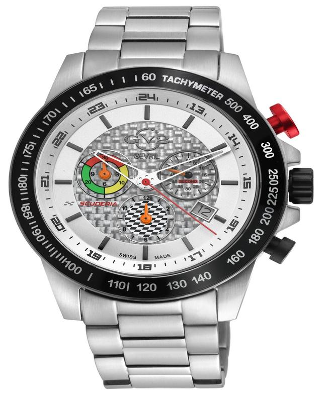 GV2 by Gevril Mens Scuderia Silver-Tone Stainless Steel Watch 45mm - Silver Product Image