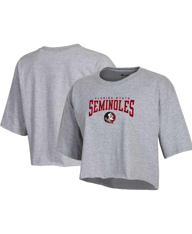 Womens Champion Heather Gray Florida State Seminoles Boyfriend Cropped T-Shirt Product Image