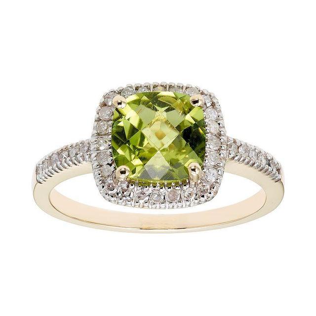 Peridot 10K Gold & 1/5 Carat T.W. Diamond Frame Ring, Womens Pink Product Image