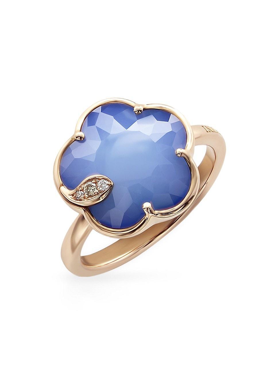 Womens Petit Joli 18K Rose Gold & Multi-Gemstone Flower Ring Product Image