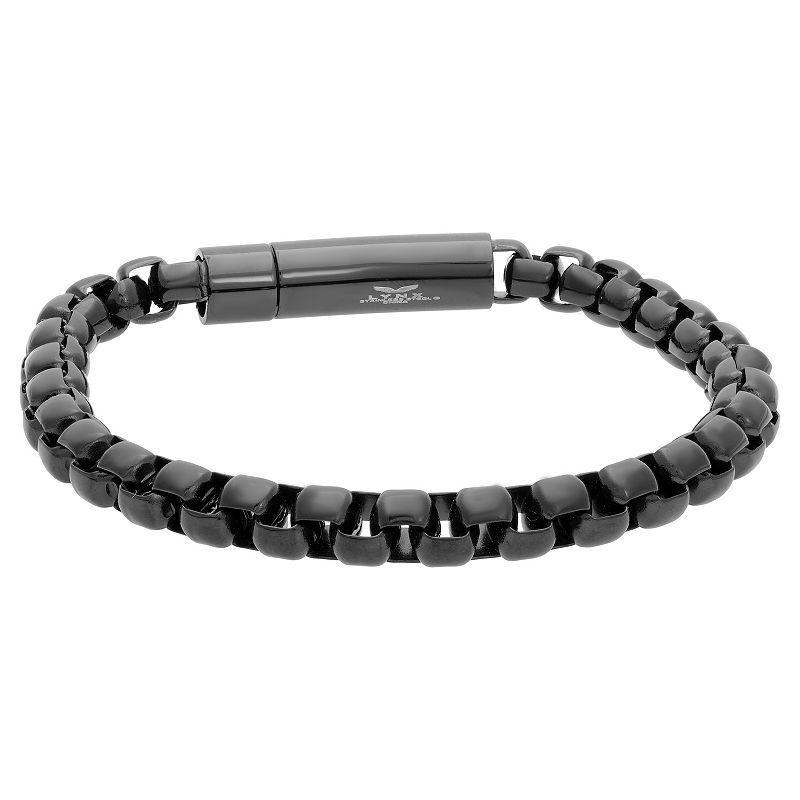 Mens LYNX Black Ion-Plated Stainless Steel Box Chain Bracelet Product Image