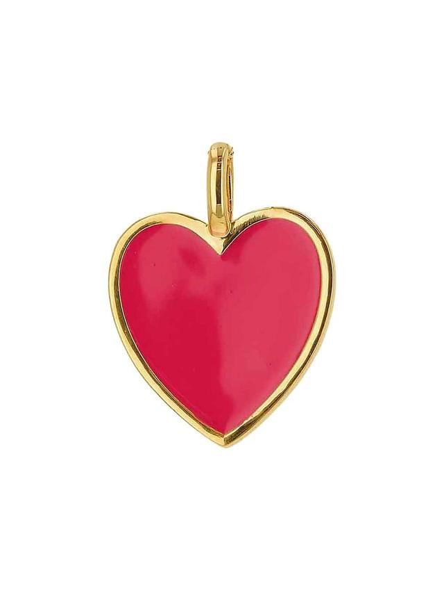 Womens Oversized 14K Yellow Gold & Enamel Heart Charm - Pink Product Image