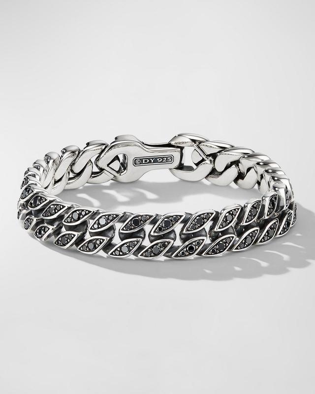 Mens Curb Chain Bracelet with Pav Black Diamonds Product Image