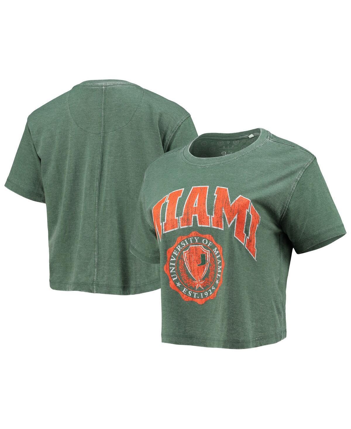 Womens Pressbox Green Miami Hurricanes Edith Vintage-Like Burnout Crop T-shirt Product Image