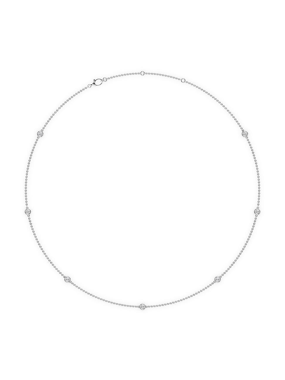 Womens 14K White Gold & 1.40 TCW Diamond Long Station Necklace Product Image