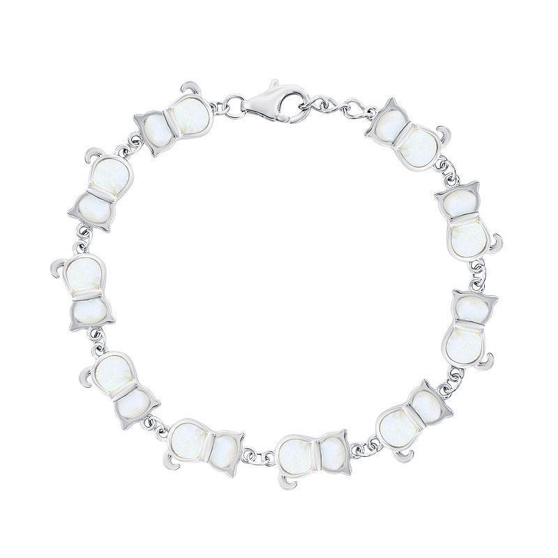 Nautica Rocks Sterling Silver Mother of Pearl Cats Linked Bracelet, Womens Product Image