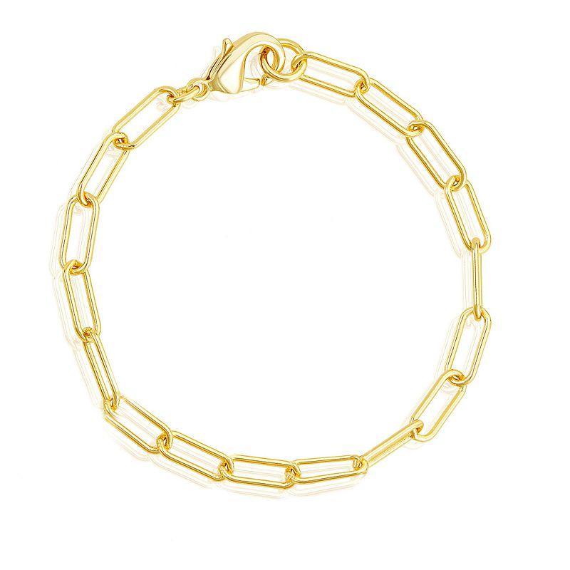 Adornia 14k Gold Plated Paper Clip Chain Anklet, Womens Gold Tone Product Image