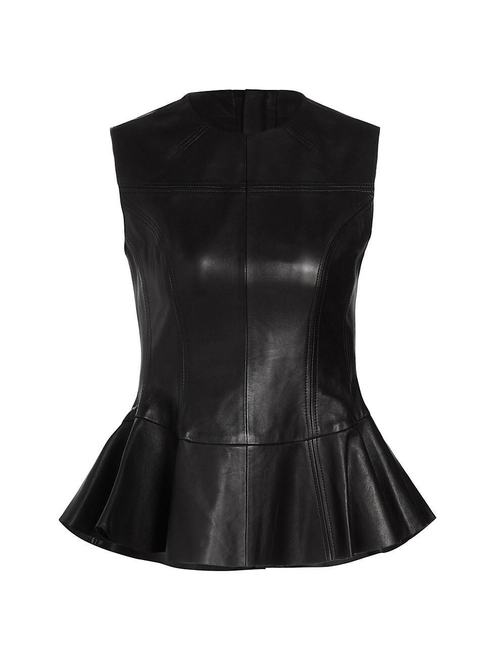 Womens Leather Shell Peplum Top Product Image