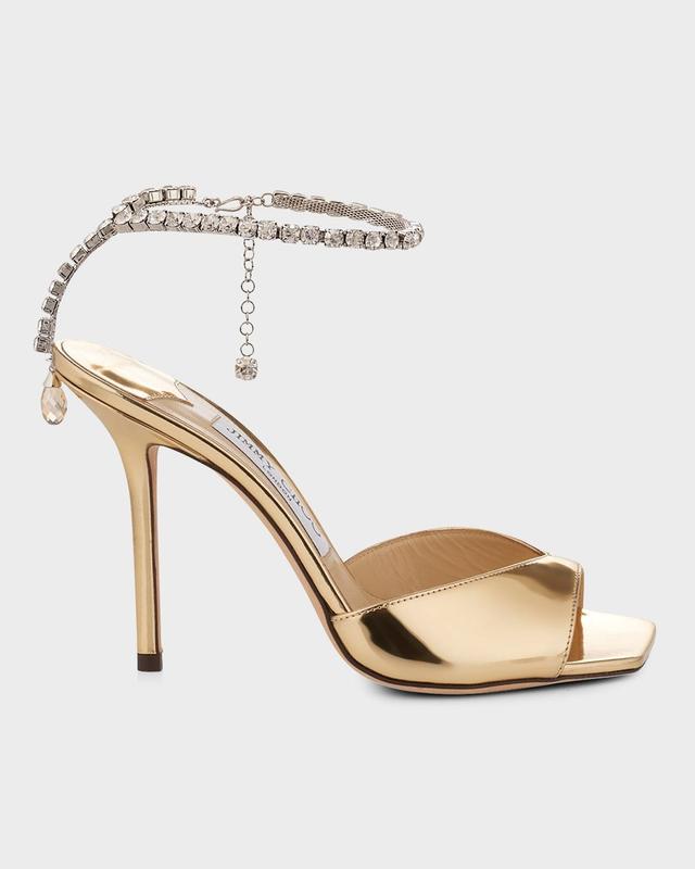 Jimmy Choo Saeda Crystal Ankle Strap Peep Toe Sandal Product Image