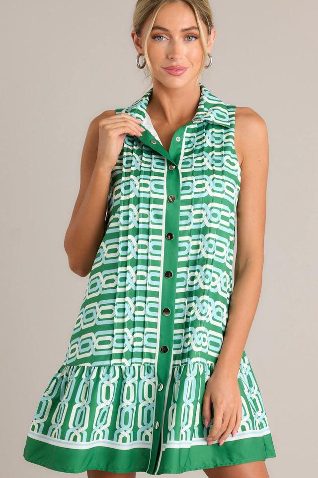 Inspired Living Green Multi Mini Shirt Dress Product Image