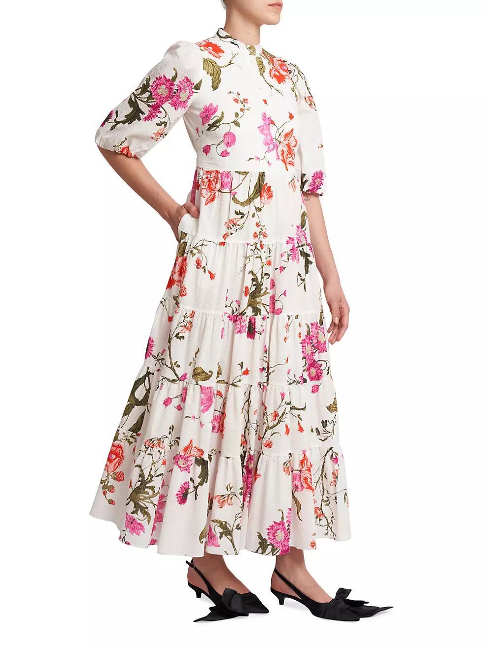 Tiered Floral Cotton Maxi Dress Product Image