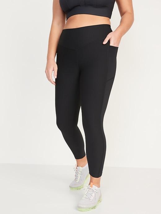 High-Waisted PowerSoft Ribbed 7/8 Leggings Product Image