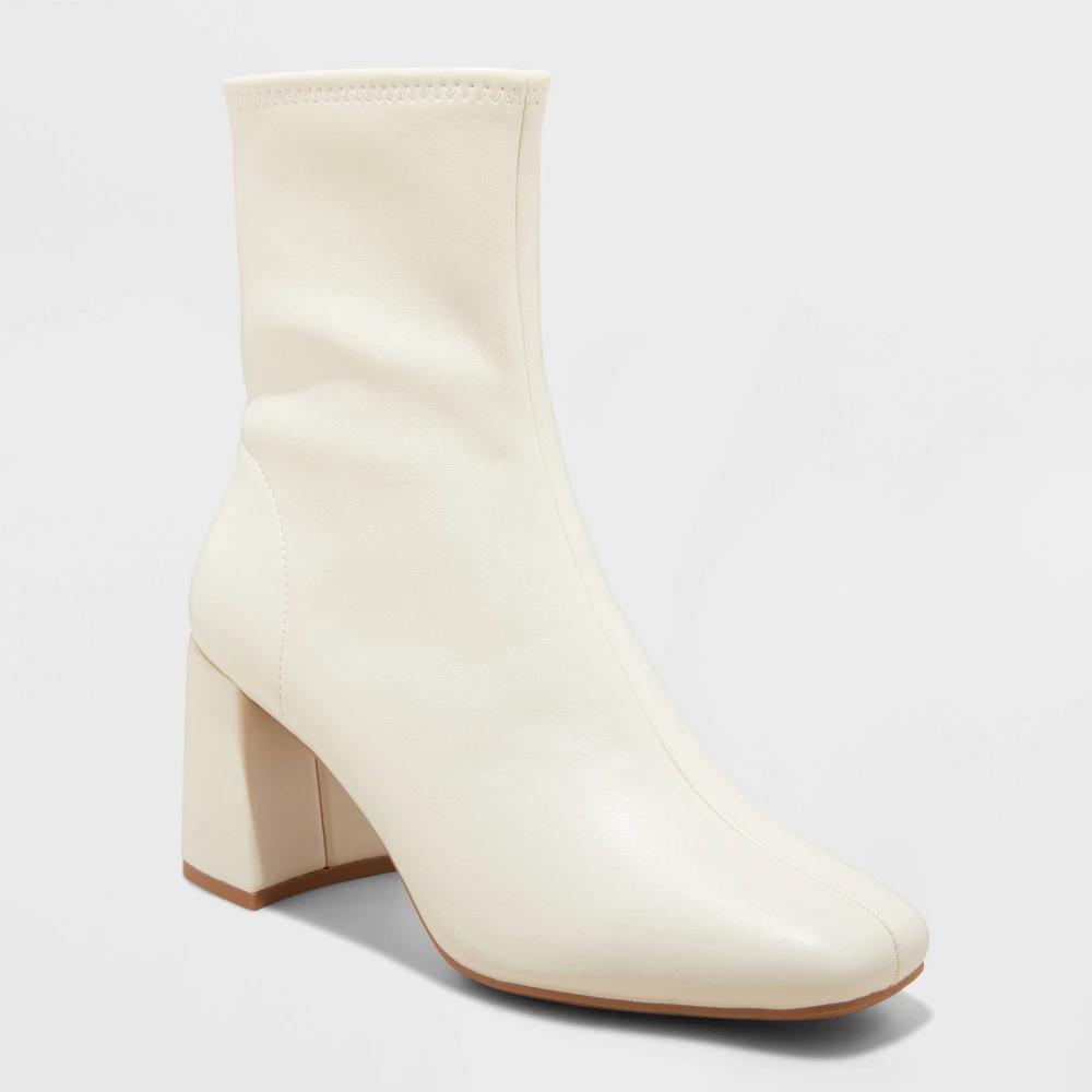 Womens Pippa Stretch Ankle Boots - A New Day Off-White 7.5 Product Image