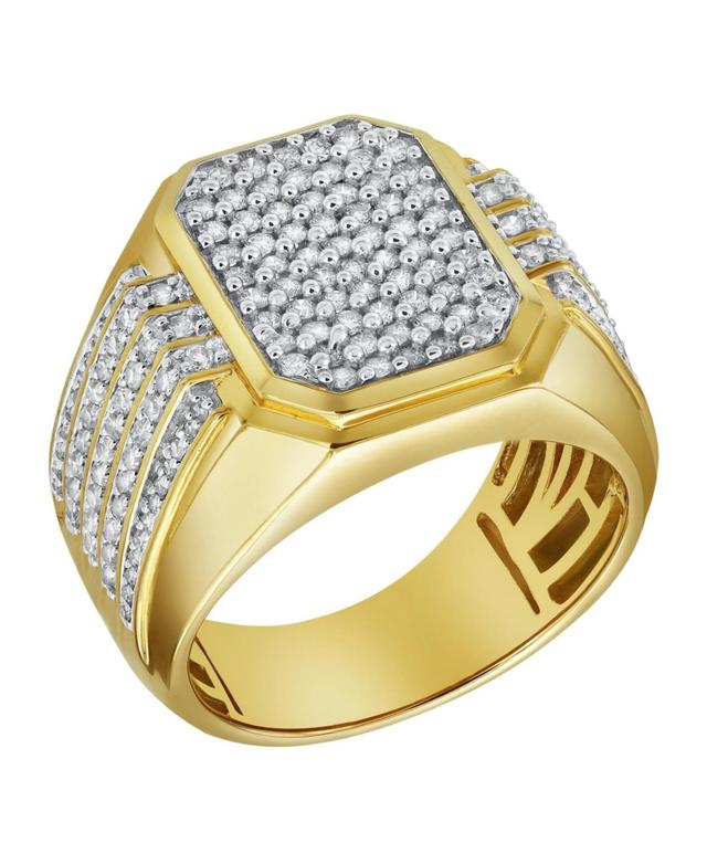 LuvMyJewelry HexWall Natural Certified Diamond 1.3 cttw Round Cut 14k Yellow Gold Statement Ring for Men Product Image