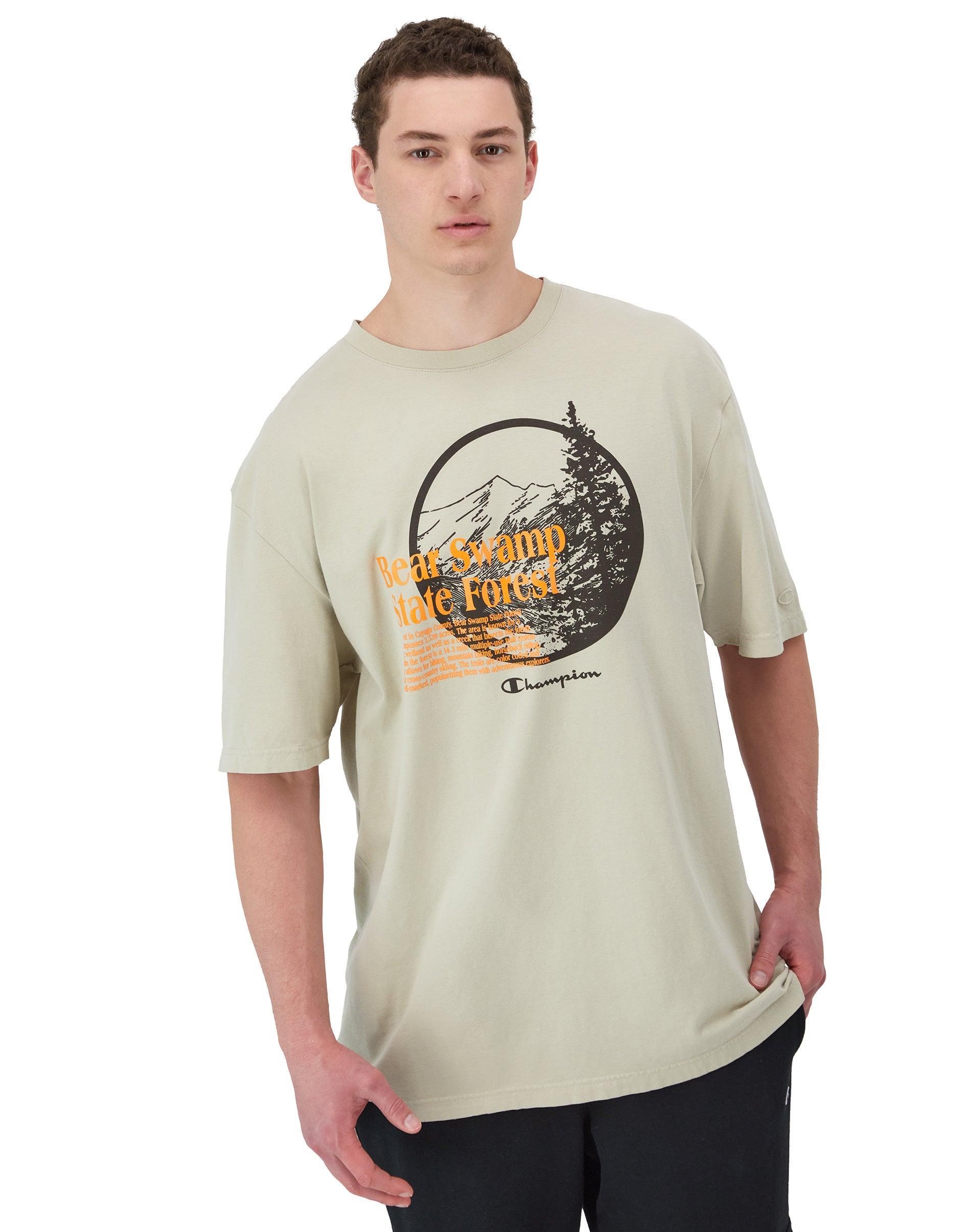 Mens Champion Classic Vintage Wash Graphic T-Shirt, Bear Swamp Logo (Big & Tall) Comfort Faded Khaki 2XB Product Image