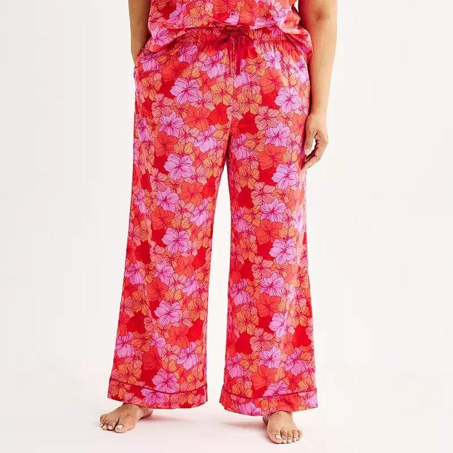 Plus Size Sonoma Goods For Life Flowy High Rise Poplin Pajama Pants, Womens Product Image