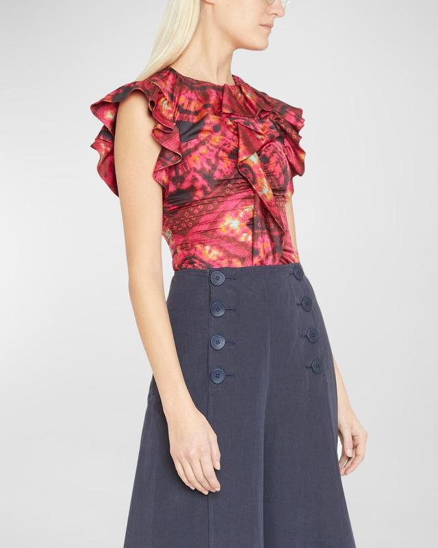 Ulla Johnson Vida Abstract Print Silk Top Product Image