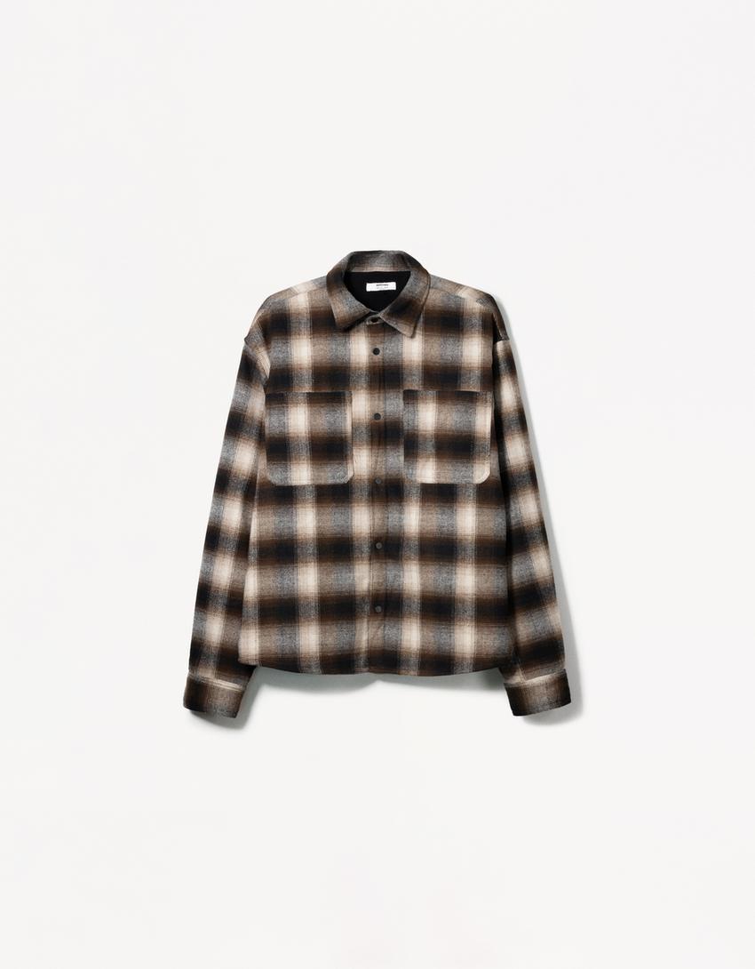 Boxy overshirt with fleece lining Product Image