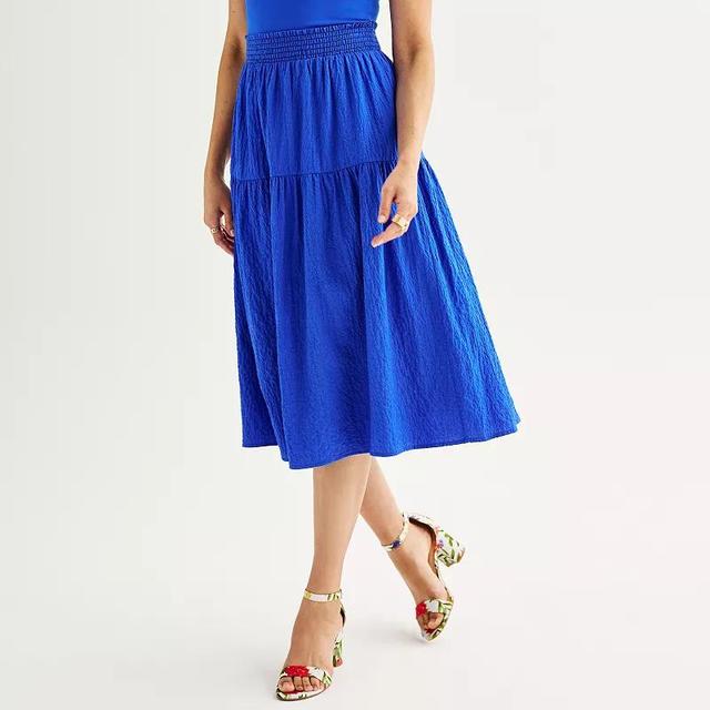 Womens Nine West Smocked Waist Midi Skirt Product Image