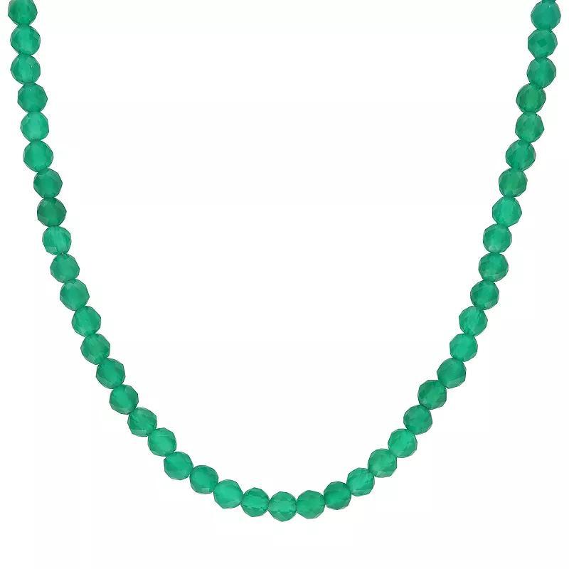 Stella Grace 18k Gold Over Silver Green Onyx Facetted Bead Necklace, Womens Gold Tone Product Image