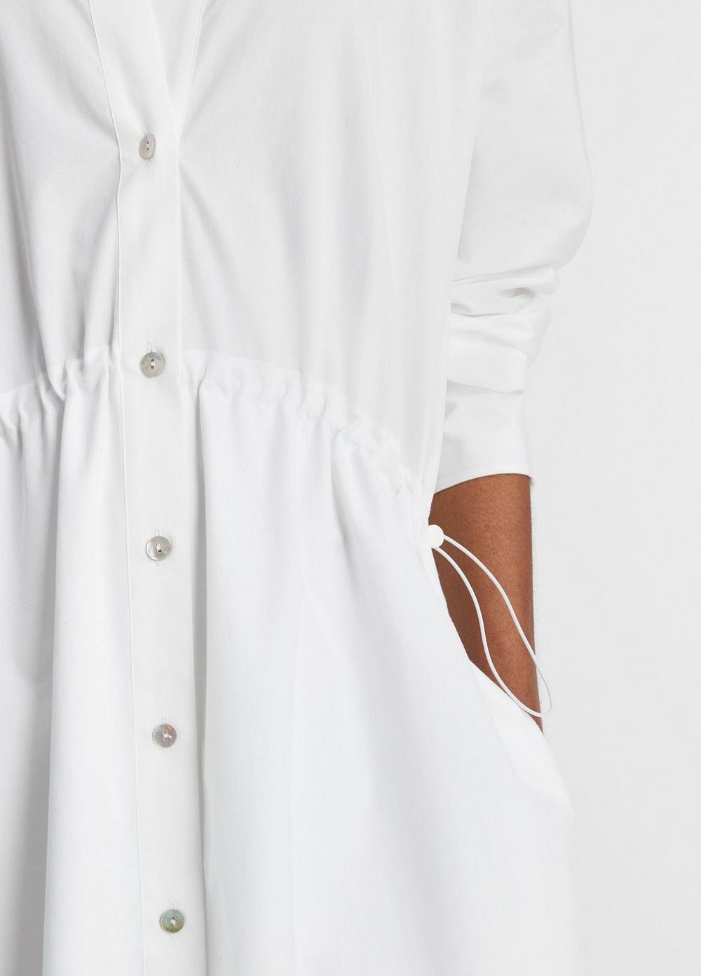 Cotton Drawcord Ruched Shirt Dress Product Image