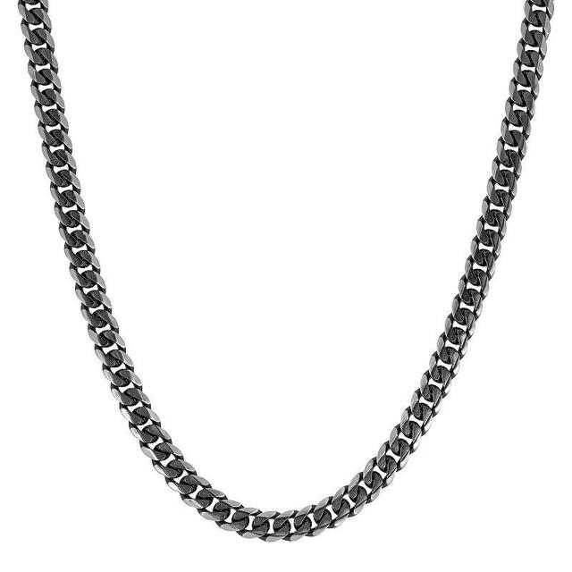 Mens LYNX Stainless Steel Curb Chain Necklace Black Tone Product Image