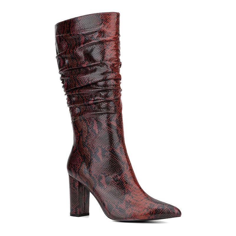 New York & Company Earla Womens Slouchy Heeled Mid-Calf Boots Red Product Image