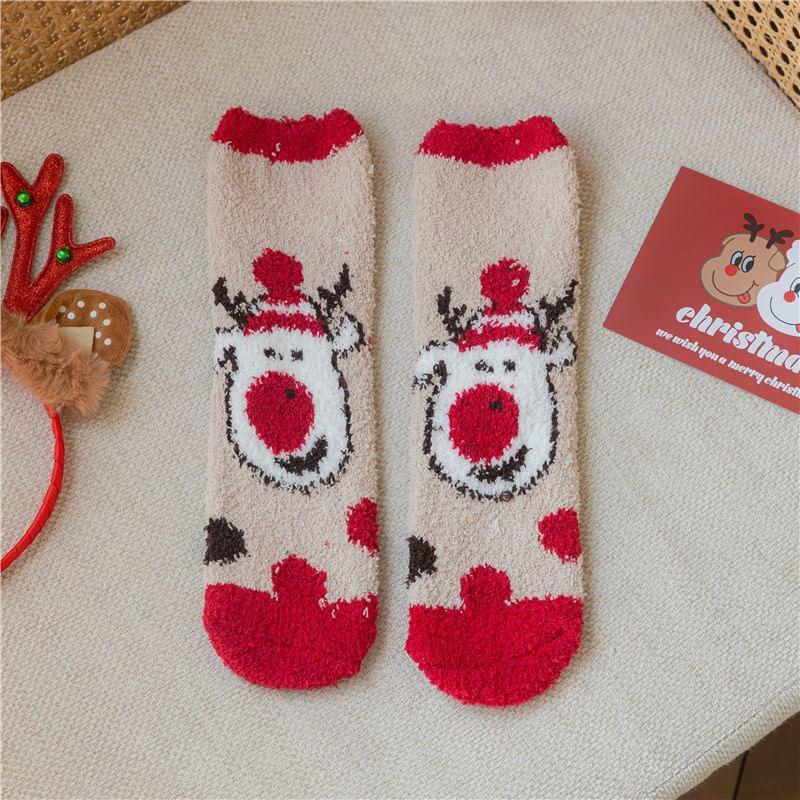 Christmas Cartoon Fleece Socks Product Image