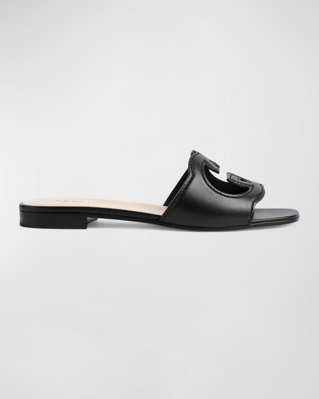 Womens GG Cut-Out Leather Slides Product Image