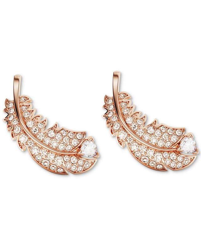 Swarovski Rose Gold-Tone Nice Crystal Feather Stud Earrings Product Image