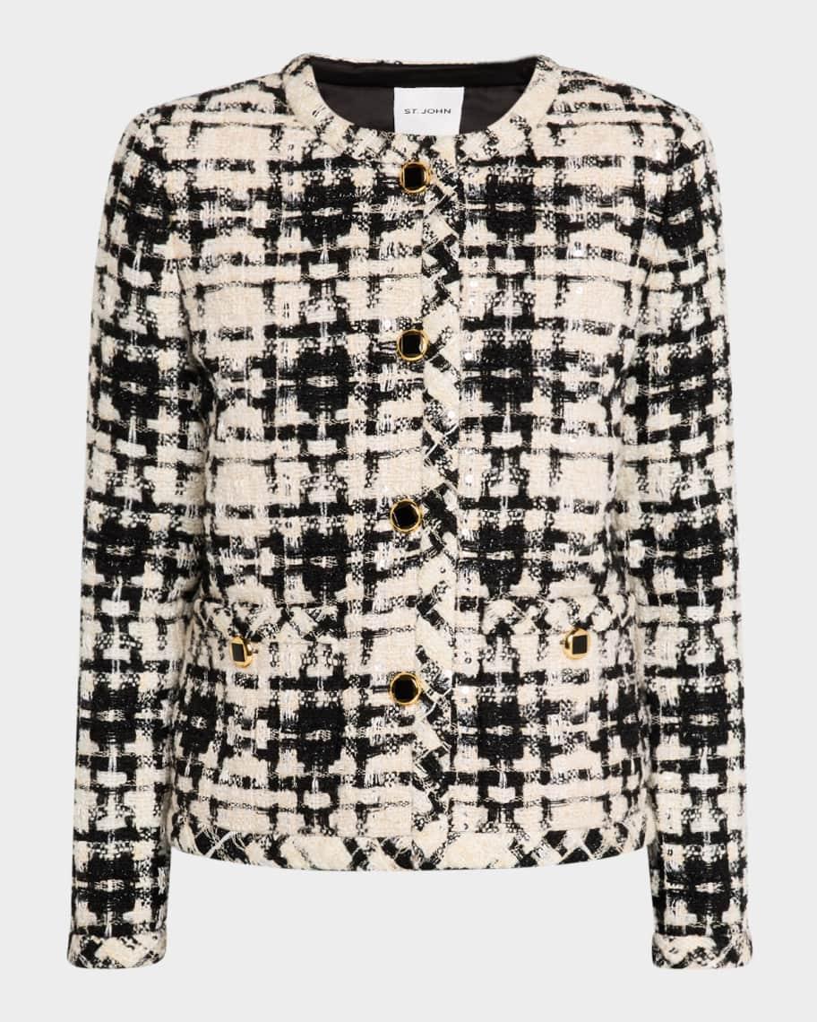 Metallic Eyelash Tweed Plaid Jacket Product Image