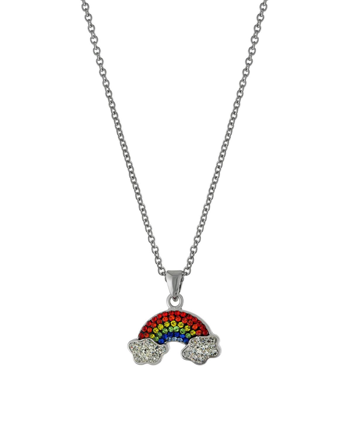 Womens Crystal Rainbow and Cloud Pendant Necklace Product Image