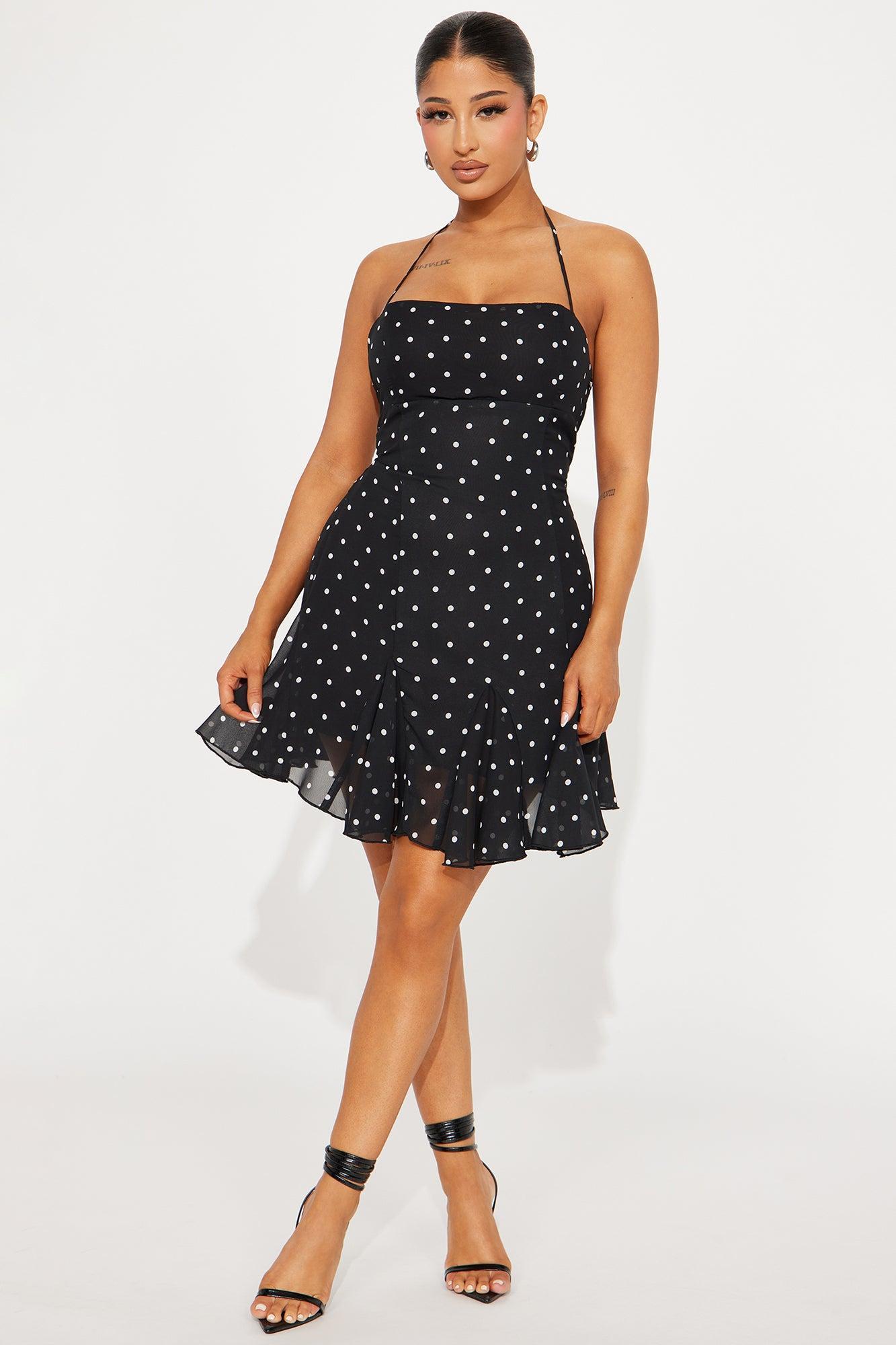 Eloise Chiffon Mini Dress - Black/White Product Image