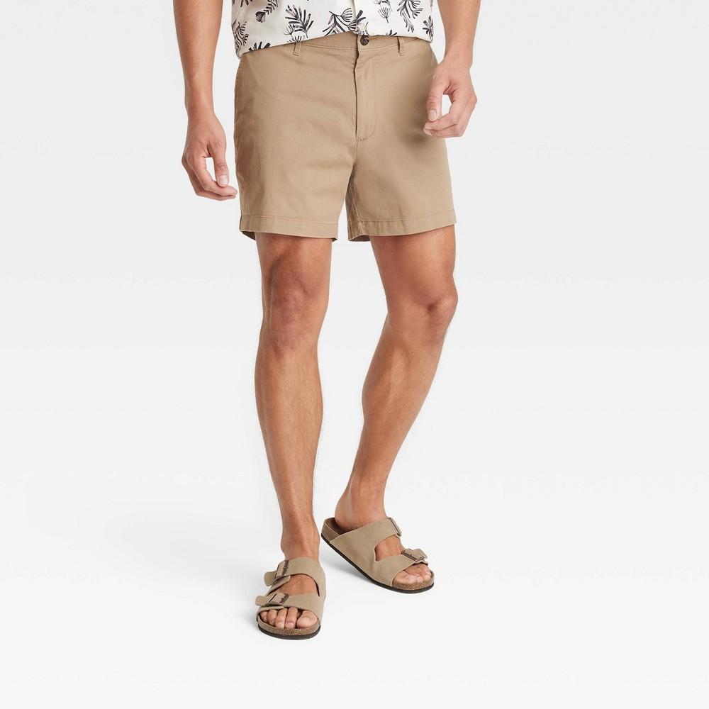 Mens Every Wear 5 Slim Fit Flat Front Chino Shorts - Goodfellow & Co Sculptural Tan 40 Product Image